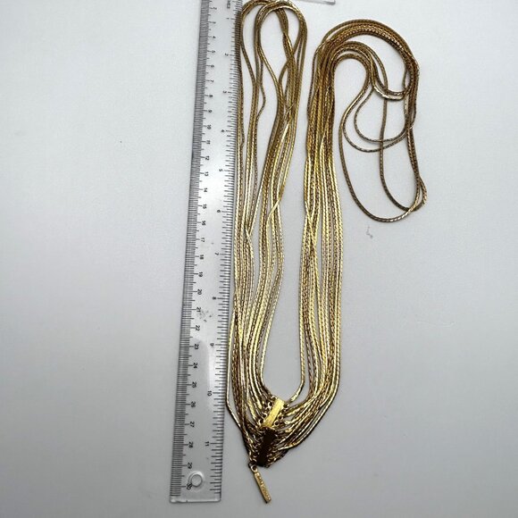 Patrizia Pepe Made in Italy Multistrand Gold Tone Chain Necklace Statement 54in - Picture 6 of 11
